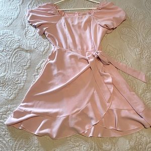 Soft Pink Wrap Skirt Dress